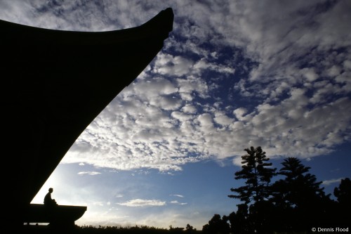 Silhouetted Meditating Man