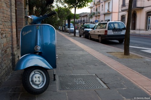 Parked Blue Vespa