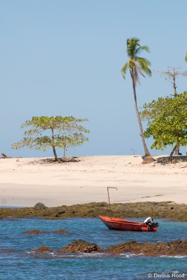 Red Boat in a Bay