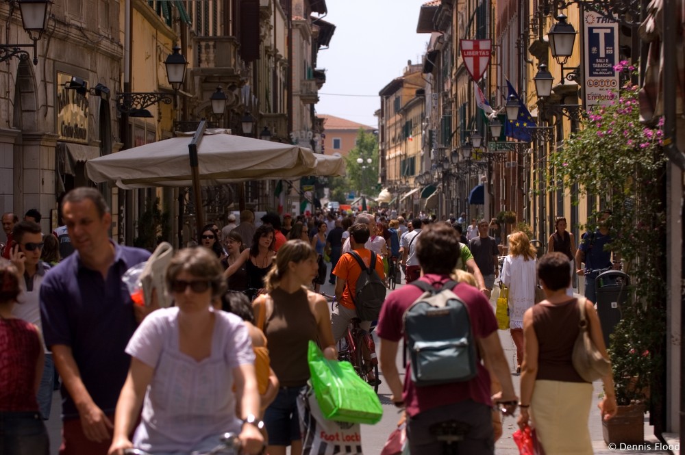 Crowded Street in Pisa