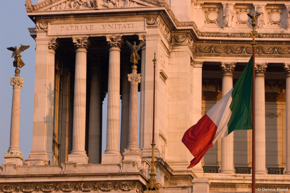 Italian Flag Near Il Vittoriano