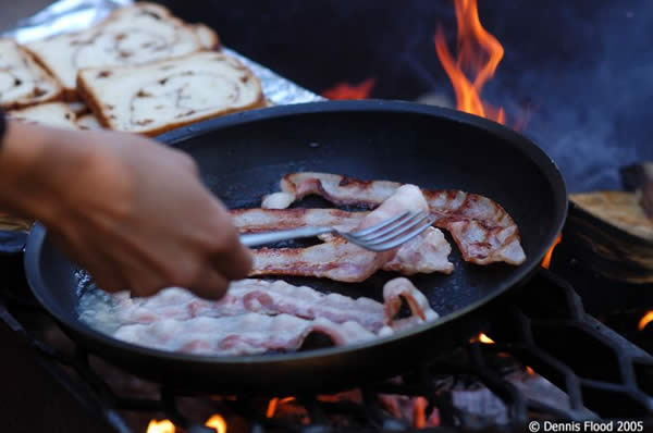 Bacon Roasting on an Open Fire